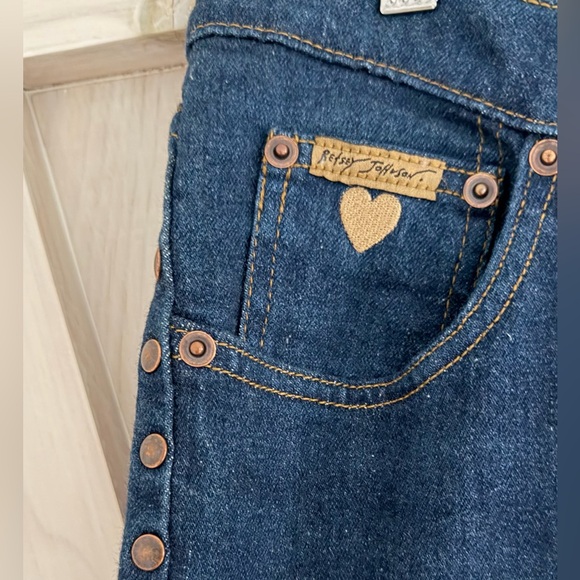 Betsey Johnson Denim - Betsey Johnson Dark Blue Stud-side Trim strait Jeans Mid rise size 6